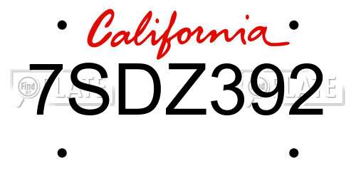 7SDZ392 California License Plate