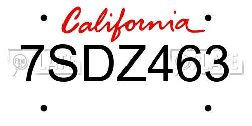 7SDZ463 California License Plate