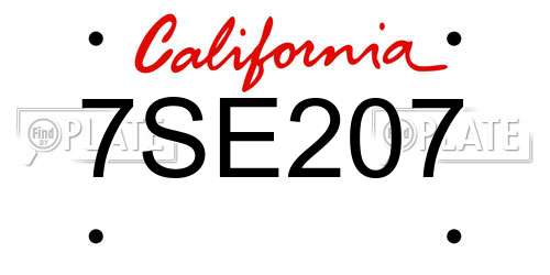 7SE207 California License Plate