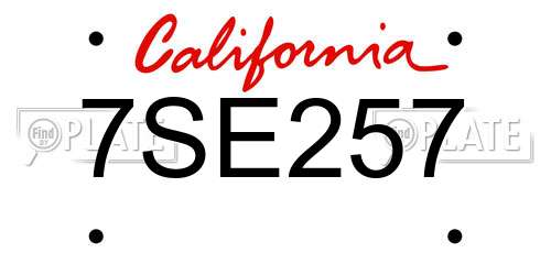 7SE257 California License Plate