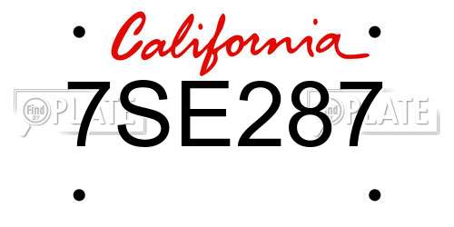 7SE287 California License Plate