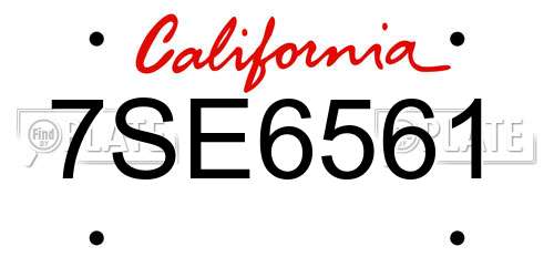 7SE6561 California License Plate