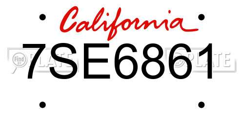 7SE6861 California License Plate