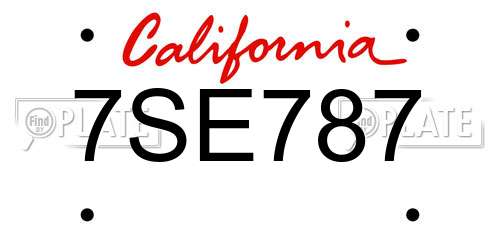 7SE787 California License Plate