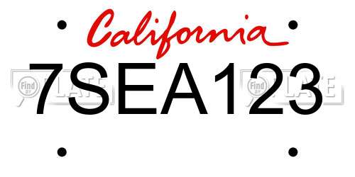 7SEA123 California License Plate