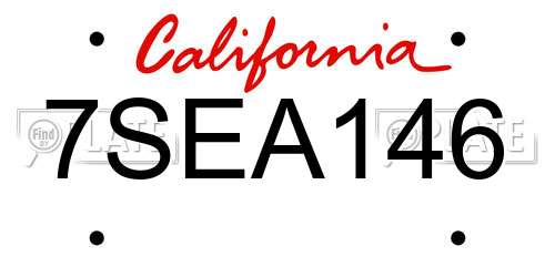 7SEA146 California License Plate