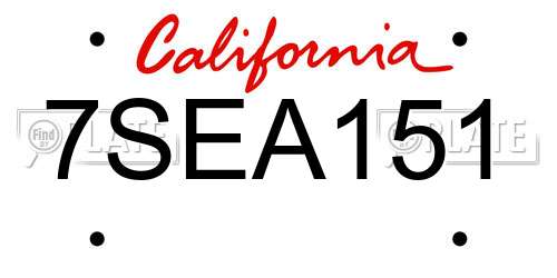 7SEA151 California License Plate