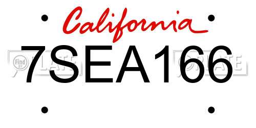 7SEA166 California License Plate