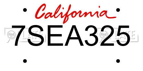 7SEA325 California License Plate