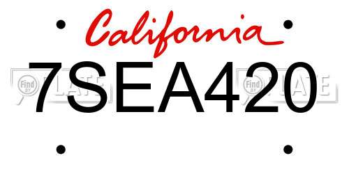 7SEA420 California License Plate
