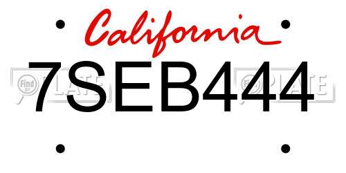 7SEB444 California License Plate