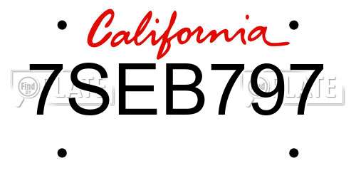 7SEB797 California License Plate