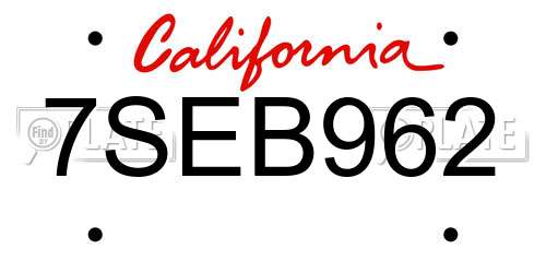7SEB962 California License Plate