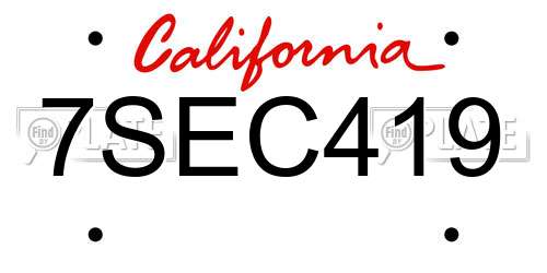 7SEC419 California License Plate