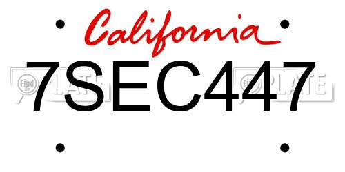 7SEC447 California License Plate