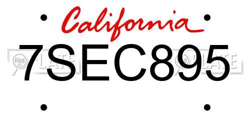 7SEC895 California License Plate