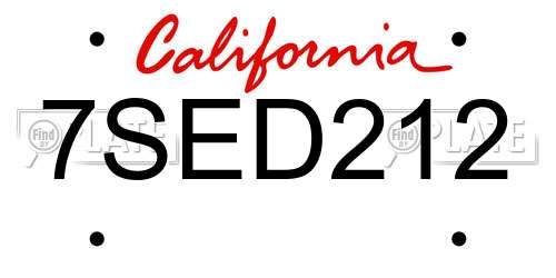 7SED212 California License Plate