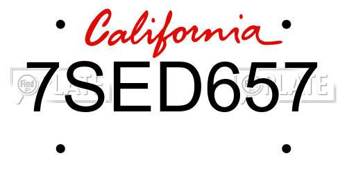 7SED657 California License Plate