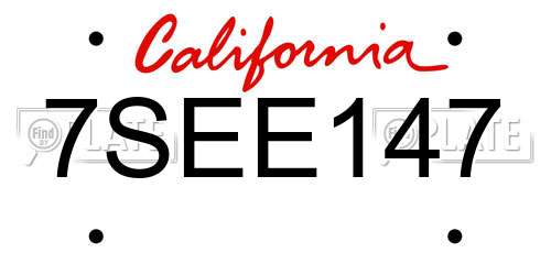 7SEE147 California License Plate