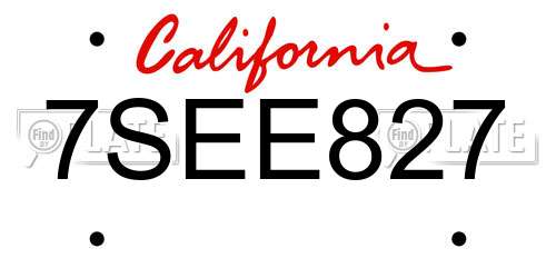 7SEE827 California License Plate