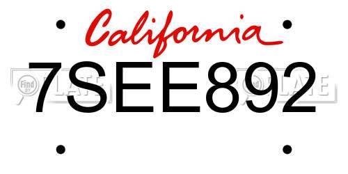 7SEE892 California License Plate