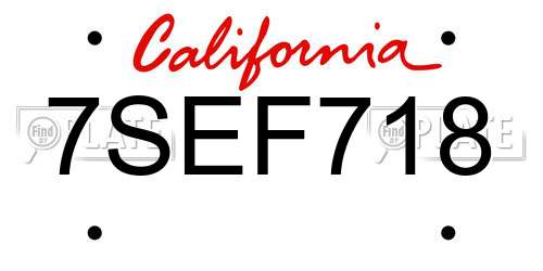 7SEF718 California License Plate