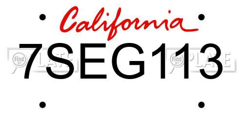 7SEG113 California License Plate