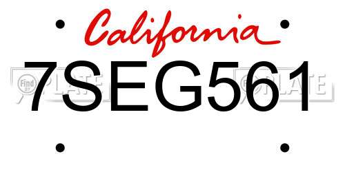 7SEG561 California License Plate