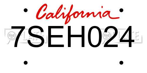 7SEH024 California License Plate
