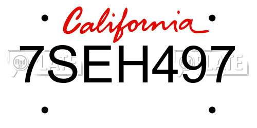 7SEH497 California License Plate