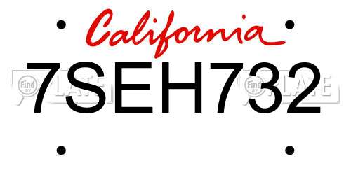 7SEH732 California License Plate