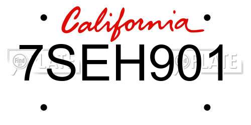 7SEH901 California License Plate