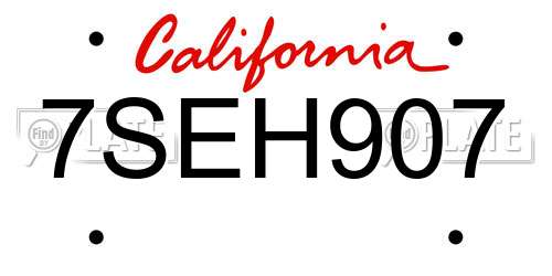 7SEH907 California License Plate