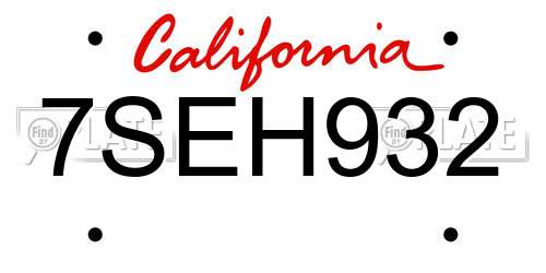 7SEH932 California License Plate