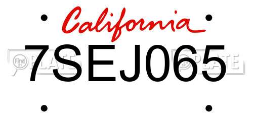 7SEJ065 California License Plate