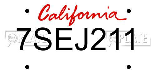 7SEJ211 California License Plate