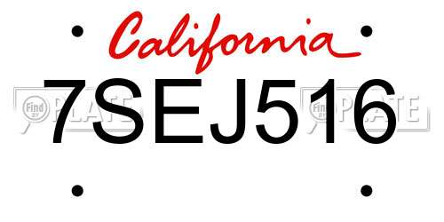 7SEJ516 California License Plate