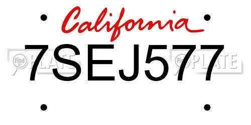 7SEJ577 California License Plate