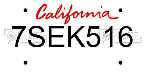 7SEK516 California License Plate
