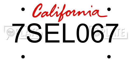 7SEL067 California License Plate