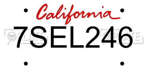 7SEL246 California License Plate