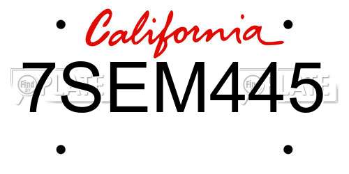 7SEM445 California License Plate