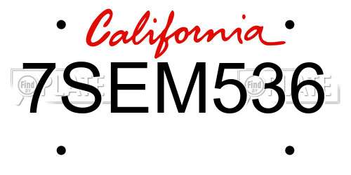 7SEM536 California License Plate