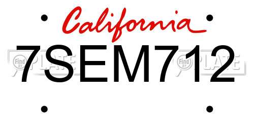7SEM712 California License Plate