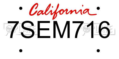 7SEM716 California License Plate