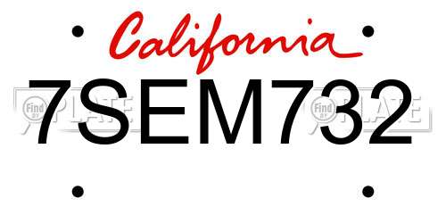 7SEM732 California License Plate