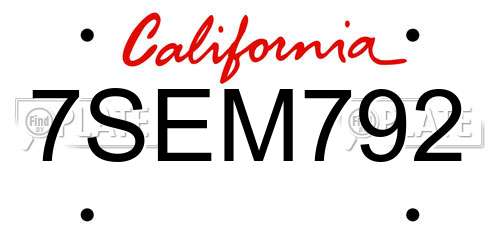 7SEM792 California License Plate