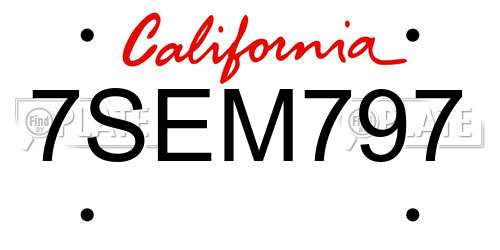 7SEM797 California License Plate