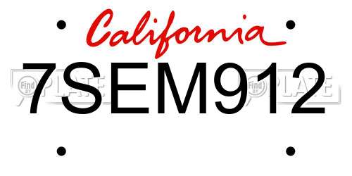 7SEM912 California License Plate