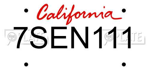 7SEN111 California License Plate